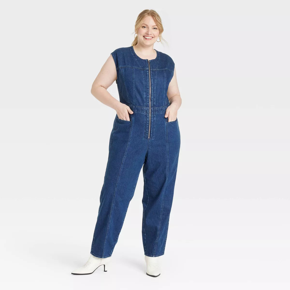 Women's Tailored Denim Jumpsuit - Universal Thread™ Dark Wash 30 | Target