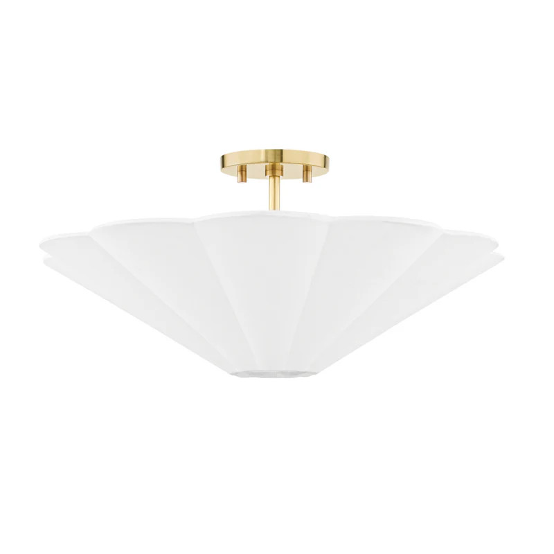 Alana Three Light Semi Flush Mount Aged Brass | Lighting Design