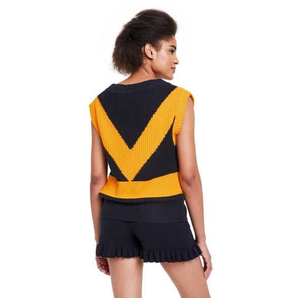 Women's V-Neck Sweater Vest - Victor Glemaud x Target Black/Gold | Target