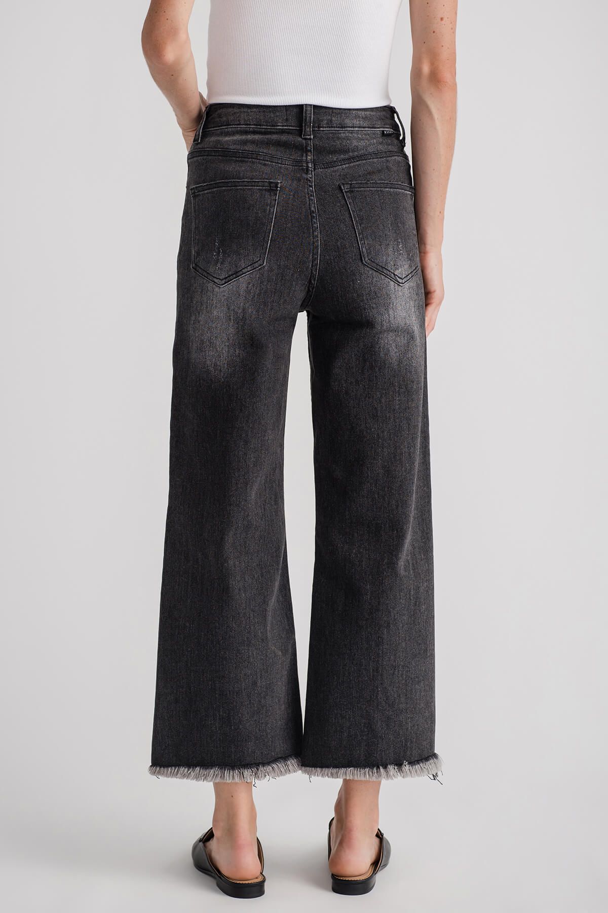 Risen Crop Washed Black Jeans | Social Threads