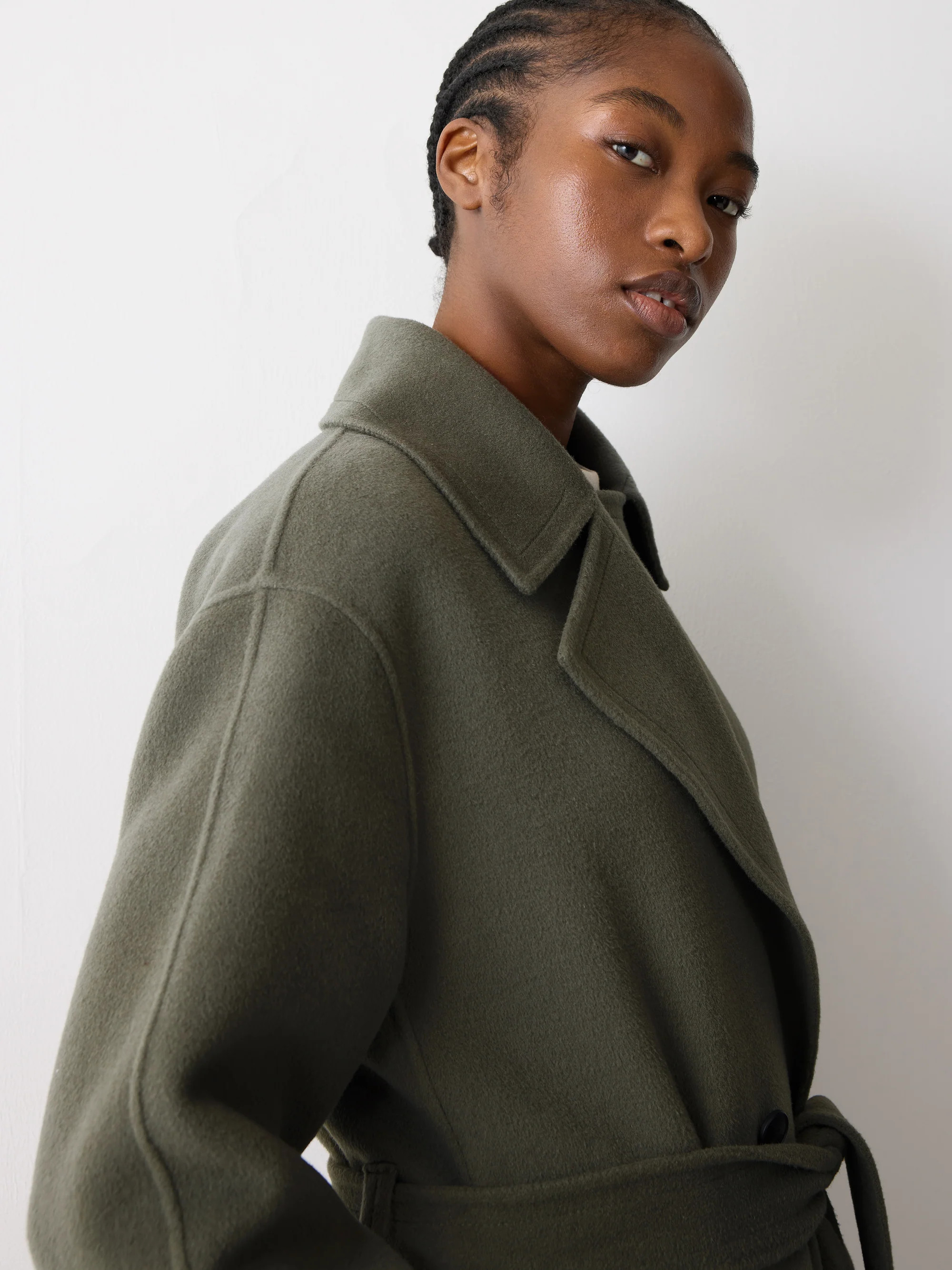 Double Faced Wool Wrap Coat | Green | Jigsaw (UK)
