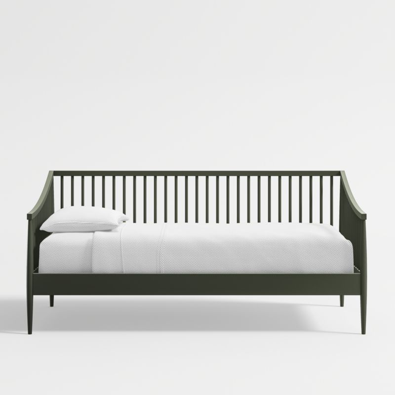Hampshire Spindle Wood Olive Green Kids Daybed Frame + Reviews | Crate & Kids | Crate & Barrel