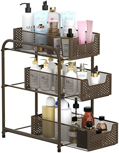 Simple Trending 3-Tier Under Sink Cabinet Organizer with Sliding Storage Drawer, Bronze | Amazon (US)