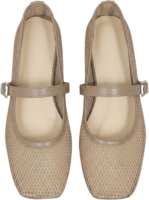 Milumia Leopard Mesh Ballet Flats for Women，Comfortable Dressy Square Closed Toe Maryjane Flat ... | Amazon (US)