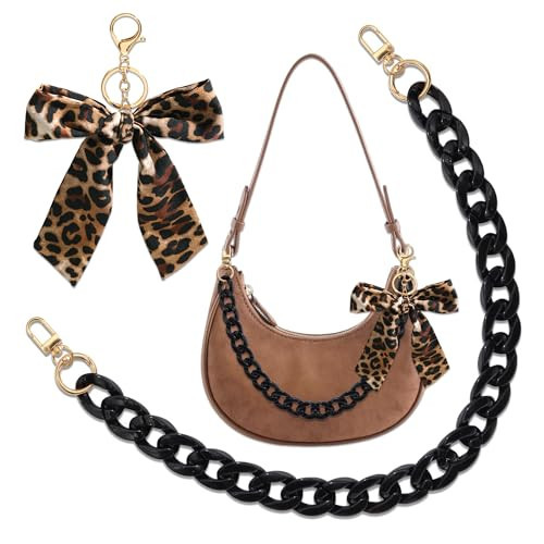 BELICEY Black Purse Charms Chain with Elegant Leopard Bow Keychain Charms | Amazon (US)