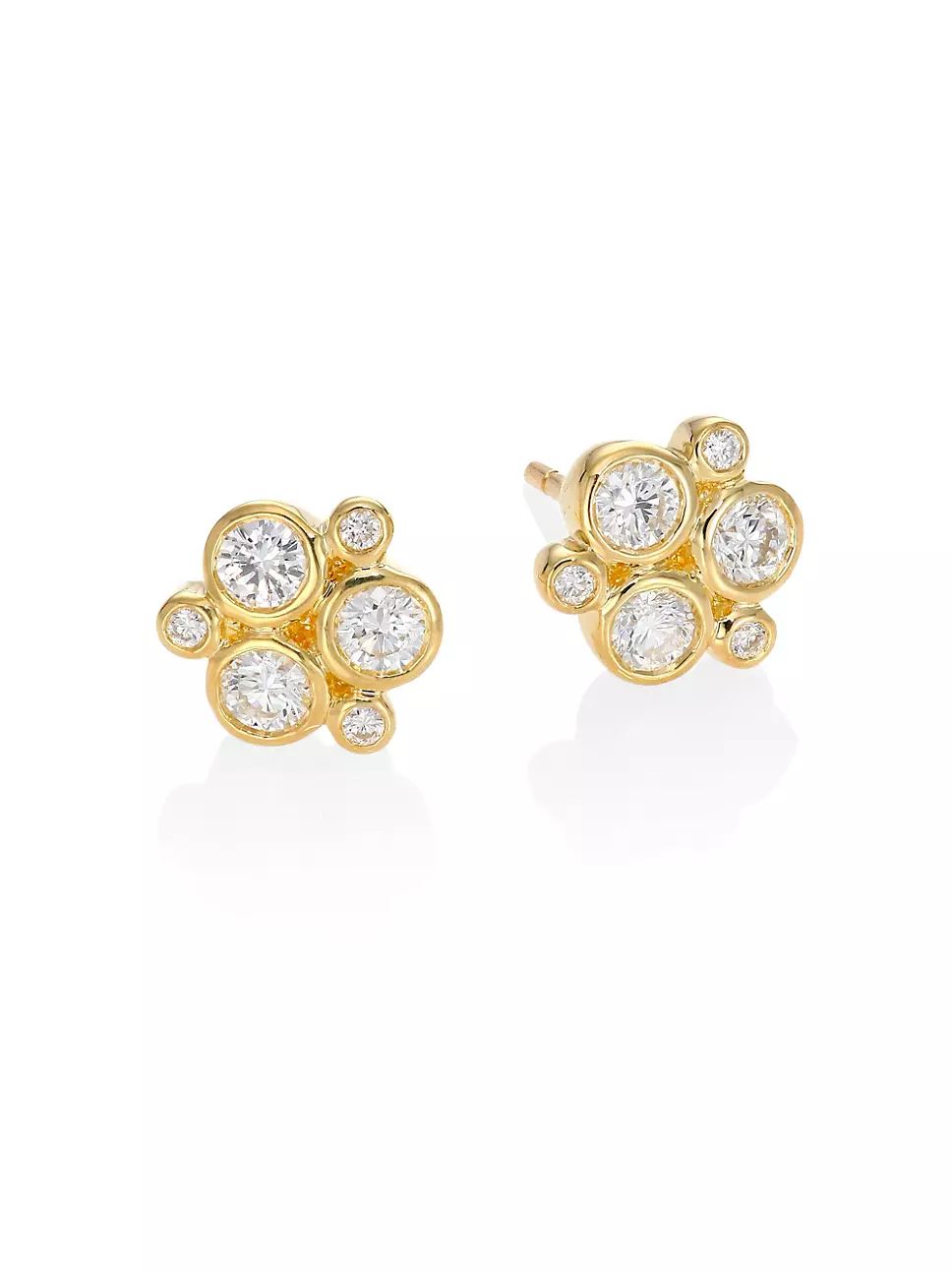 Classic Trio Diamond & 18K Yellow Gold Stud Earrings | Saks Fifth Avenue