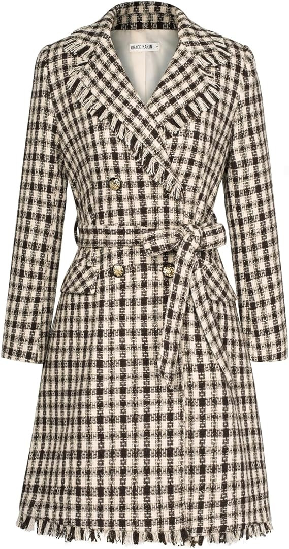 GRACE KARIN Trench Coat for Women 2024 Winter Coat Notch Lapel Double Breasted Thick A Line Pea C... | Amazon (US)