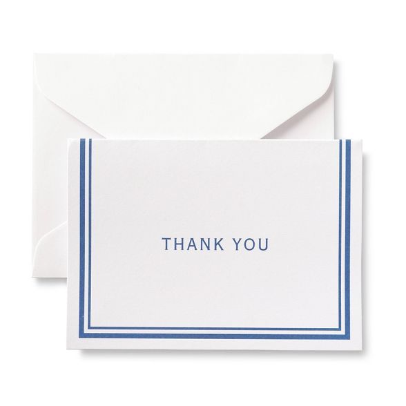 50ct Blue Bordered Thank You Cards | Target