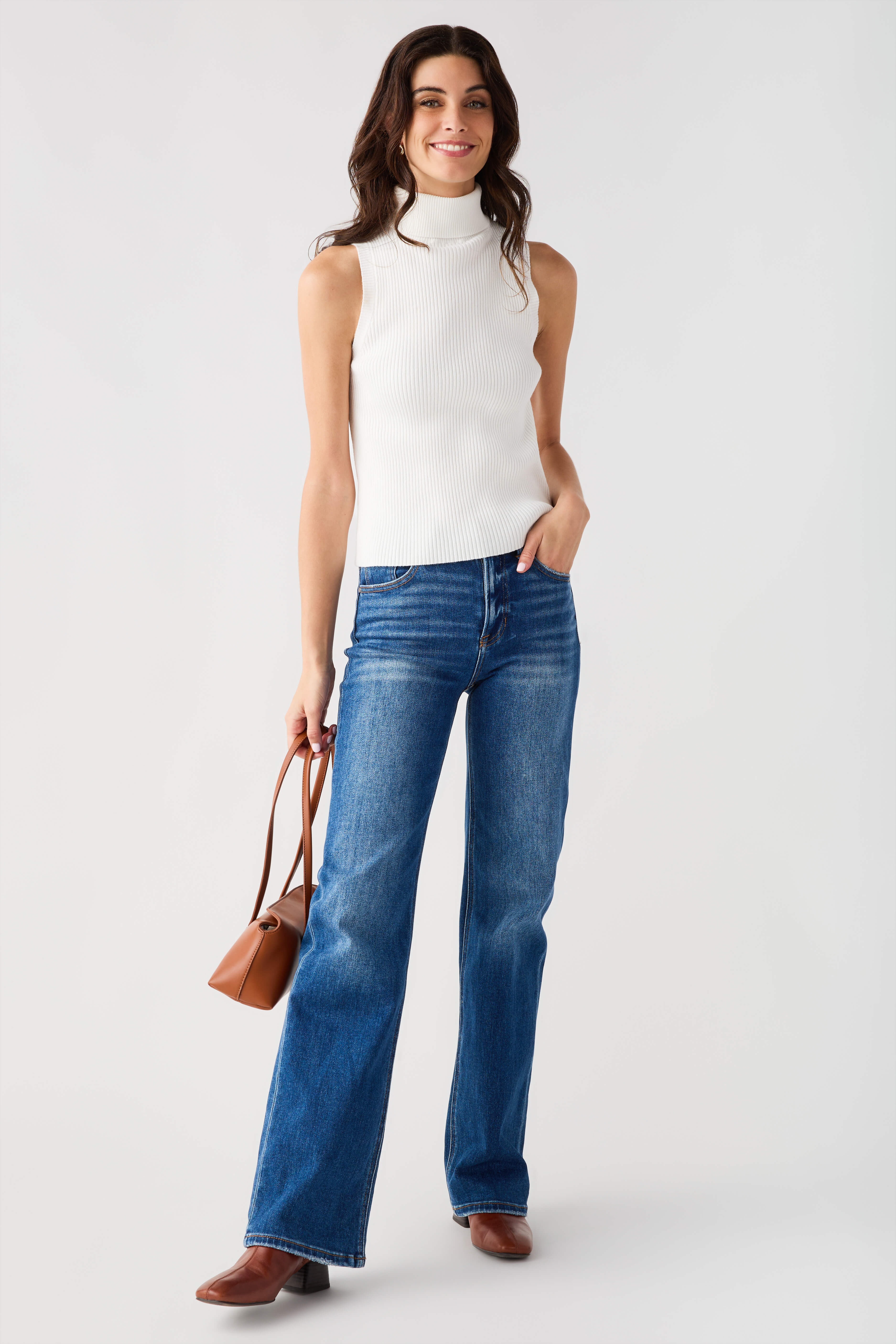 Risen Mila High Rise Full Length Straight Leg Jeans | Social Threads