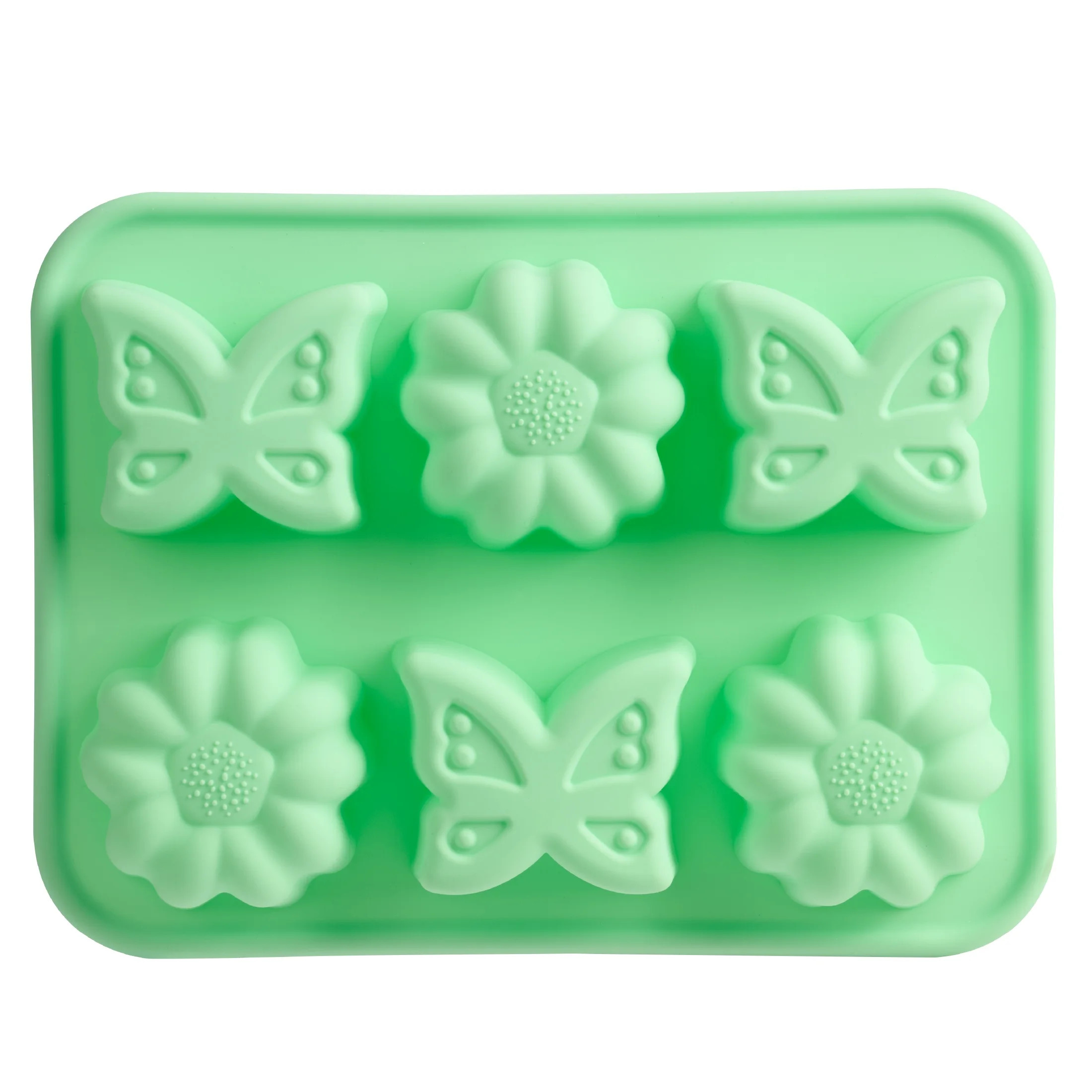 Silicone Cupcake, Muffin, Cakelet 6-Cavity Baking Pan, Flower & Butterfly, Green, Way To Celebrat... | Walmart (US)