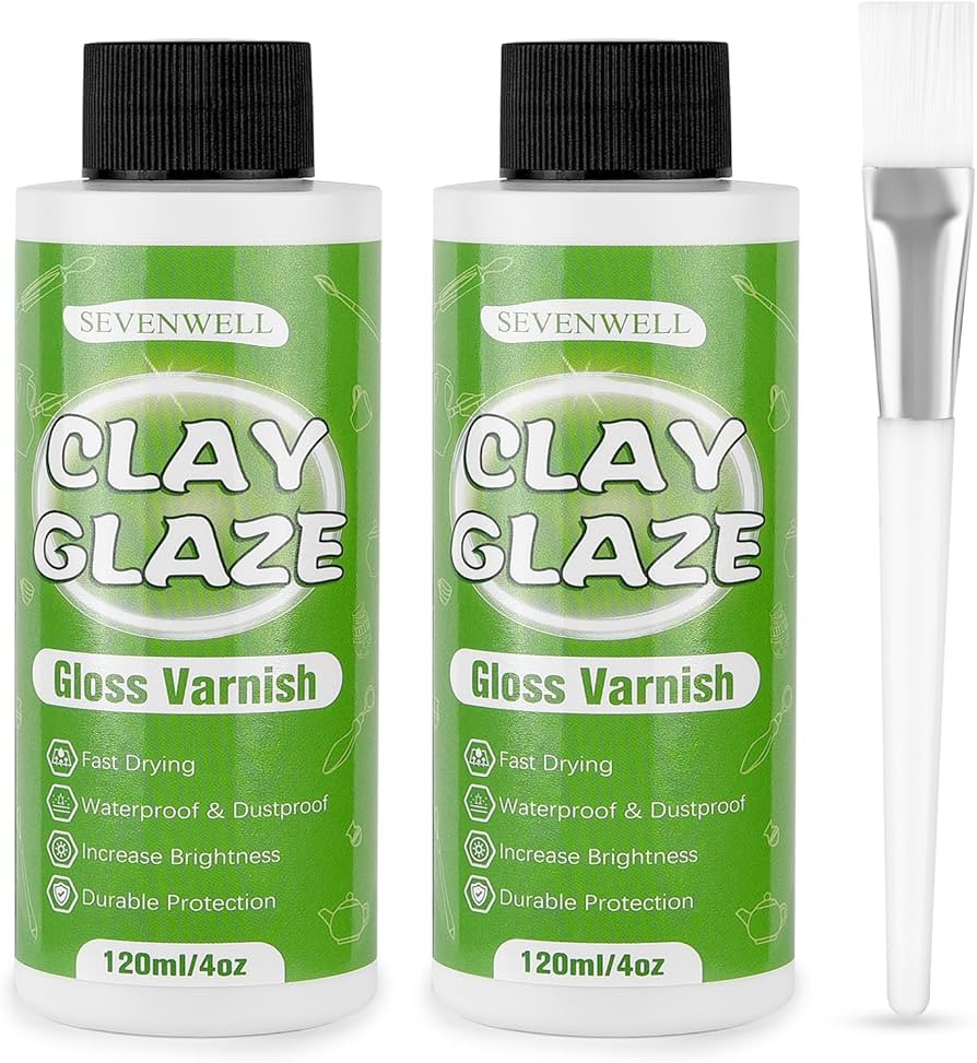 SEVENWELL 240ml Air Dry Clay Glaze, Gloss Clay Varnish Used for Preventing Clay from Surface Wear... | Amazon (US)