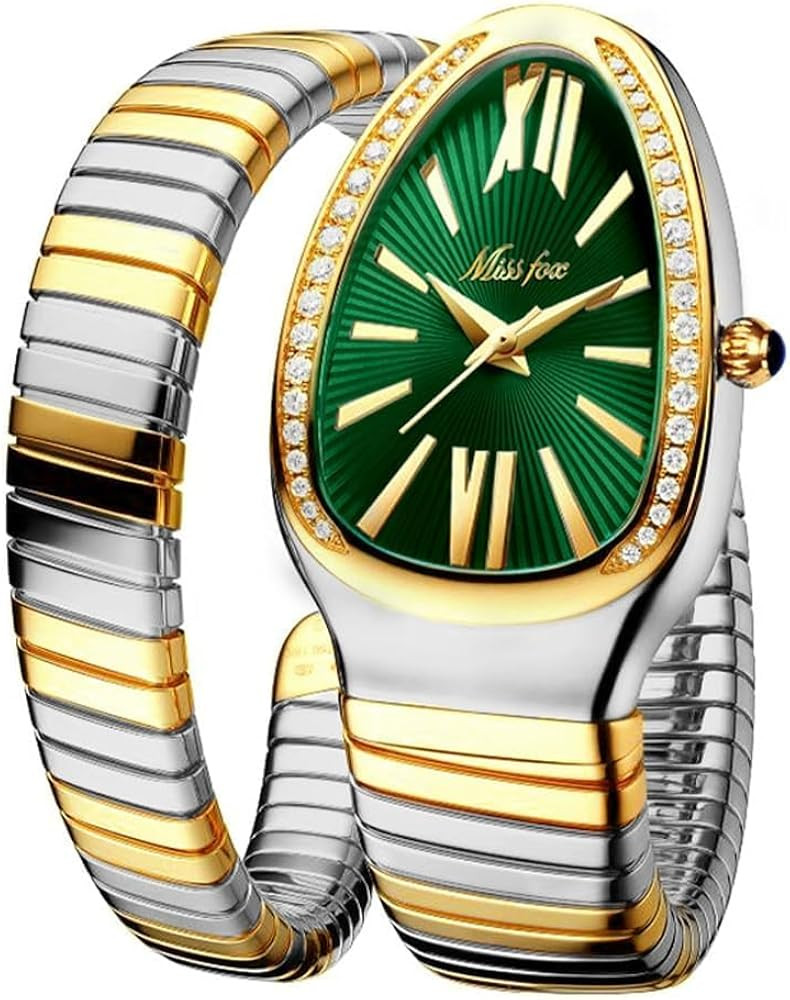 Classic Snake Shape Watch for Women Gold Silver Scaleable Bracelet Womens Watches Bling Diamonds ... | Amazon (US)
