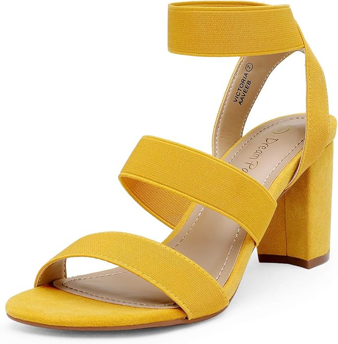 DREAM PAIRS Women's Open Toe High Chunky Elastic Strap Dress Heel Sandals | Amazon (US)