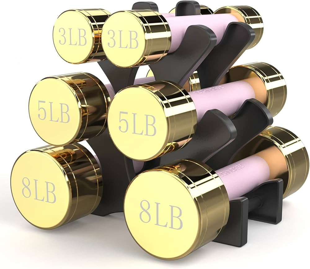 TECHNOAGE Round Dumbbell Sets 32LB Weight Set with Storage Rack Multiple Steel Handle Option Free... | Amazon (US)