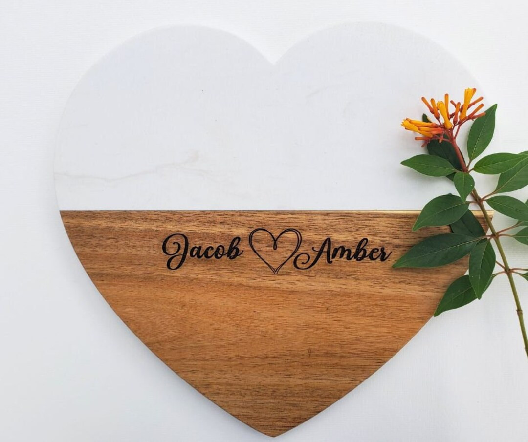 Custom Heart Cutting Board Marble & Wood Wedding, Anniversary, Valentine's Day Gift - Etsy | Etsy (US)