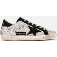 Golden Goose Deluxe Brand Women's Superstar Leather Trainers - Silver Glitter/Black Star | Coggles (Global)