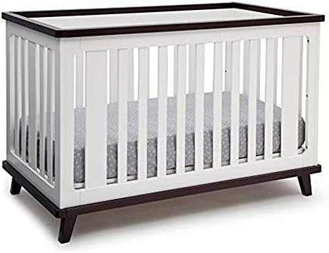 Delta Children Ava 3-in-1 Convertible Baby Crib, White/Black Espresso | Amazon (US)