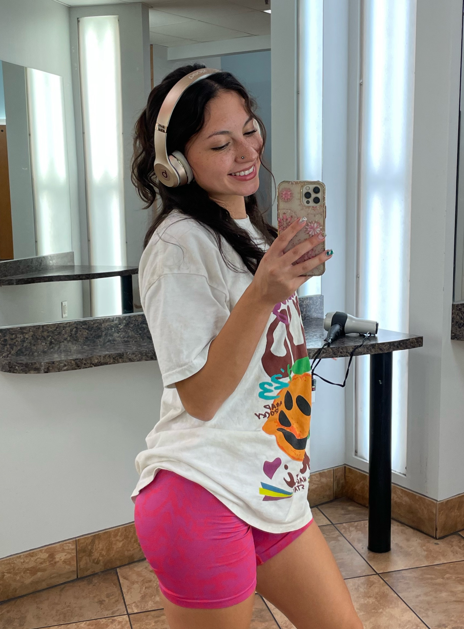 Todays gym look ! 
Top is a Rolling Loud T-shirt. Any tan graphic tee with some colors would fit a colorful short combo. 
Shorts are Gymshark! 💕

#LTKActive #LTKStyleTip #LTKFitness