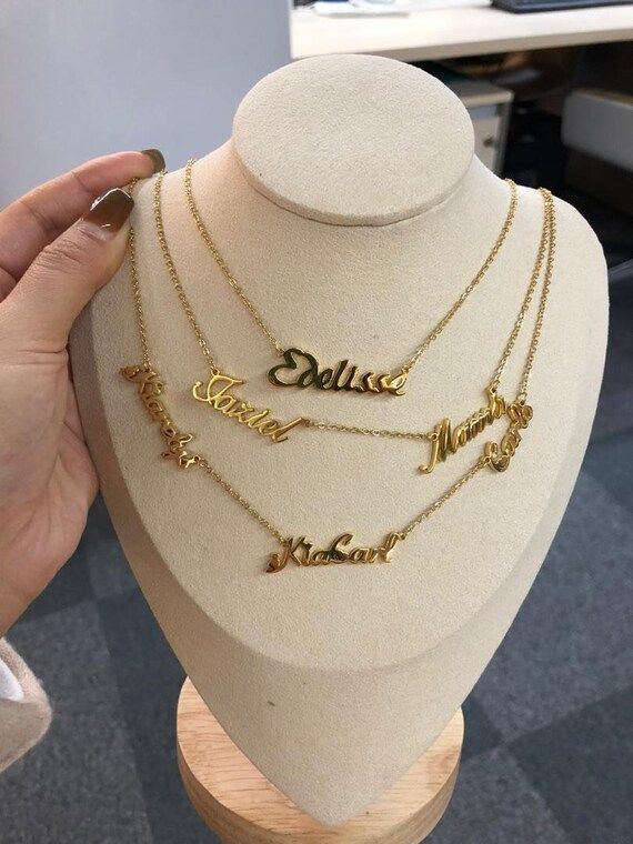 18K Gold Plated Personalized Name Necklace | Etsy (US)