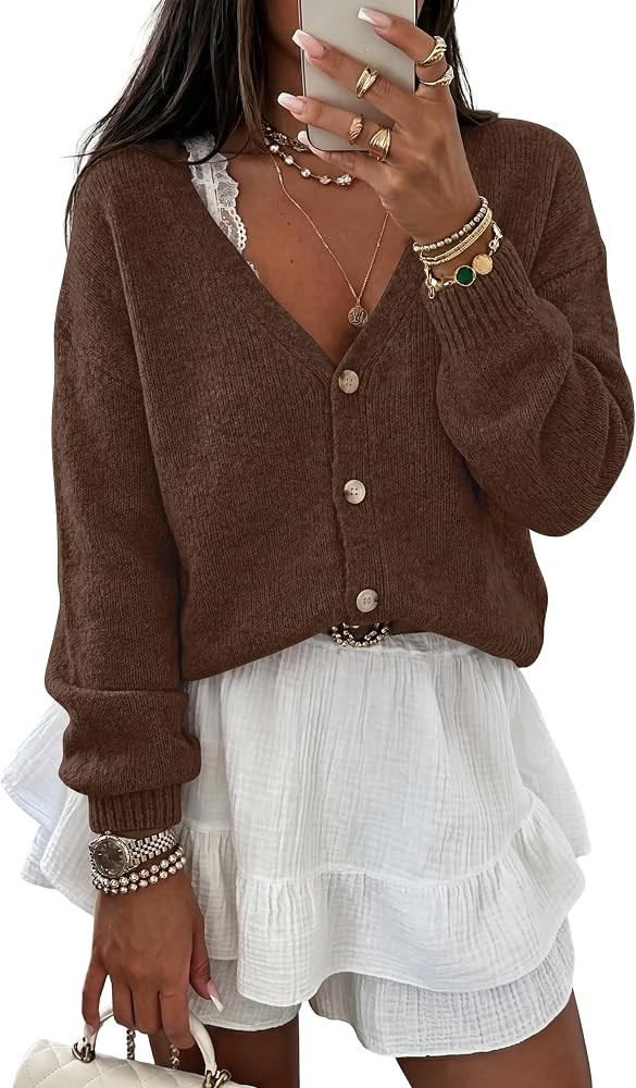 ANRABESS Cardigan Sweaters for Women Oversized Crop 2026 Fall Outfits | Amazon (US)