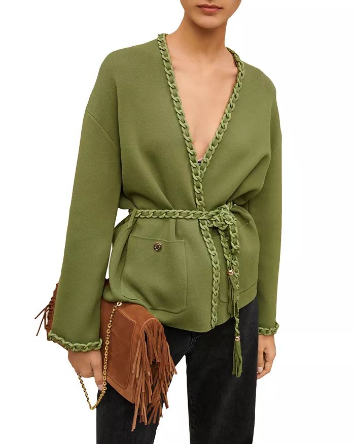 Madeno Chain Trim Belted Cardigan | Bloomingdale's (US)