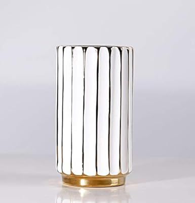 Jupriverco Tall White & Gold Vase - Elegant Home Decor - Flower Vase - Kitchen Centerpiece - Geom... | Amazon (US)