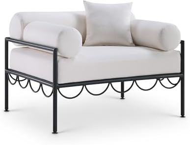 Meridian Furniture 55031Cream-C Portofino Collection Art Deco Outdoor Patio Chair with Matte Blac... | Amazon (US)