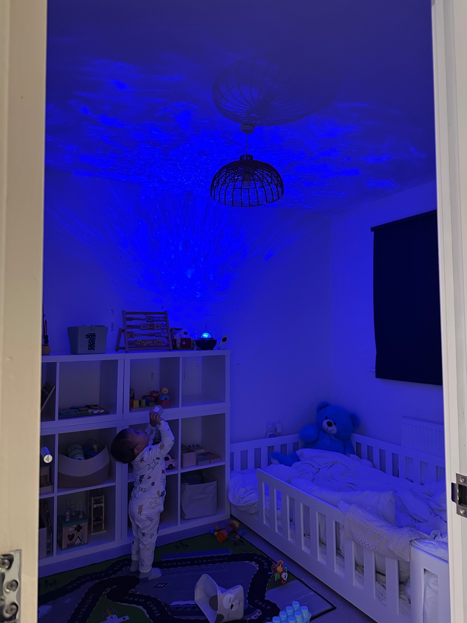 Boys space toddler room slowly coming together. He loves the star projector!! 💙☺️✨

#LTKfamily #LTKkids