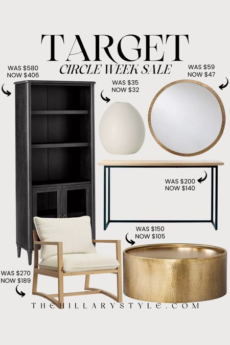Target Circle Week SALE: Home decor & furniture. Accent cabinet, accent chair, gold mirror, vase, console, coffee table.

#LTKSaleAlert #LTKStyleTip #LTKHome