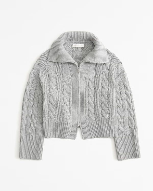 Merino Wool-Blend Collared Full-Zip Sweater | Abercrombie & Fitch (US)