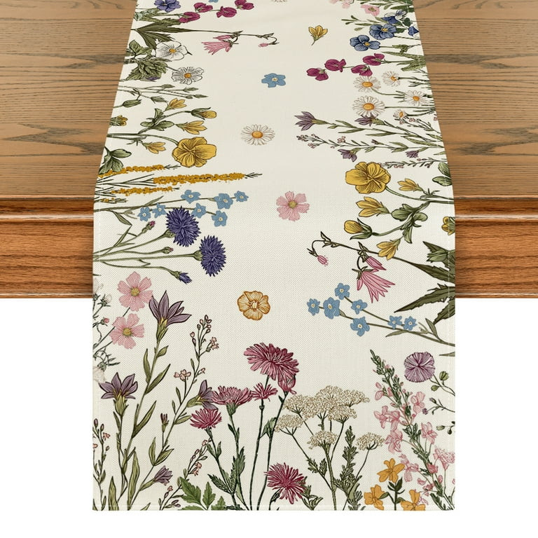 Sm:)e Flowers Spring Table Runner, Seasonal Kitchen Dining Table Decoration for Home Party Decor ... | Walmart (US)