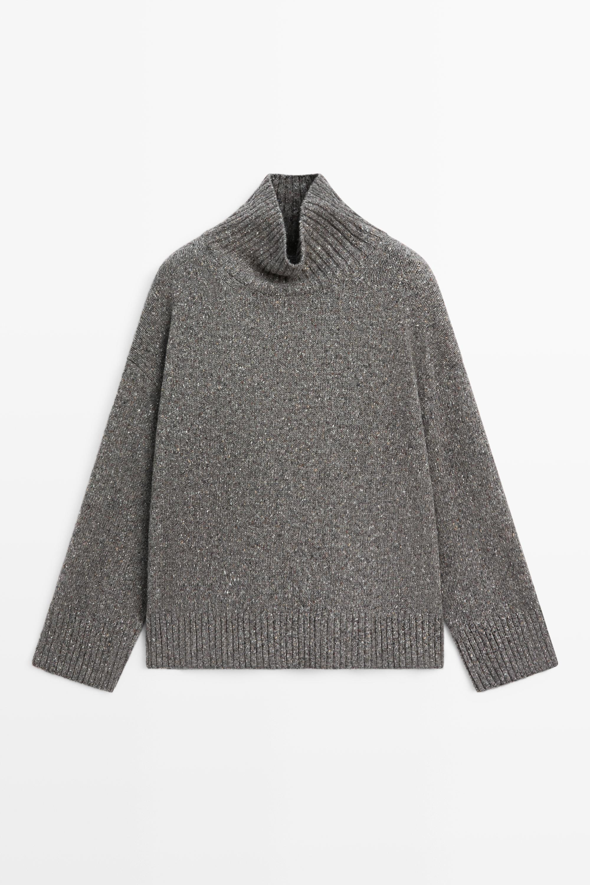 Pull col roul\u00e9 en laine m\u00e9lang\u00e9e | Massimo Dutti FR