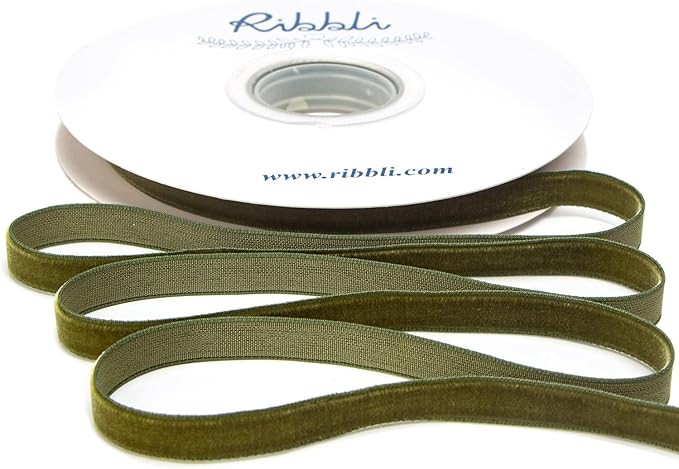 Ribbli Moss Green Velvet Ribbon,Polyester Velvet 3/8 Inches Continuous10-Yard Spool,Christmas Rib... | Amazon (US)