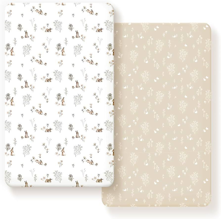 GRSSDER Stretch Ultra Soft Jersey Knit Fitted Crib Sheets Set 2 Pack，Fit All Standard Crib Matt... | Amazon (US)