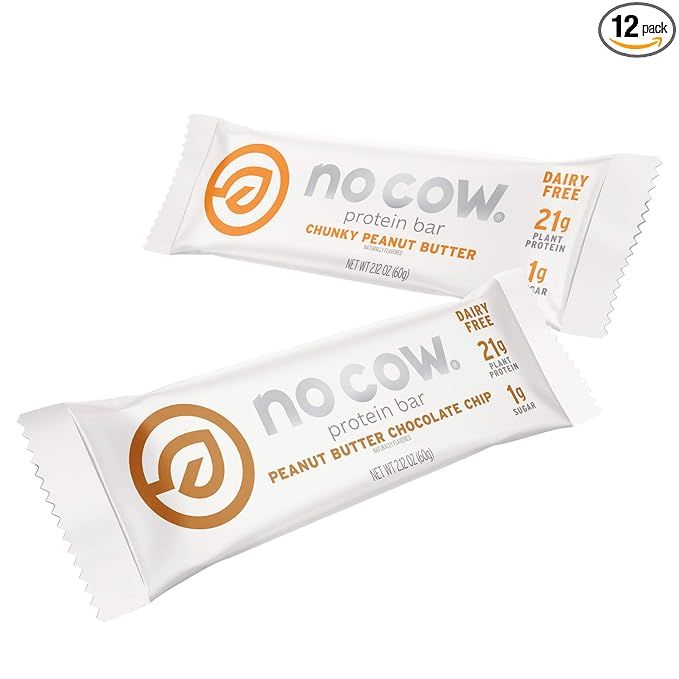 No Cow Protein Bars, Peanut Butter Lovers Pack, 20g Plant Based Vegan Protein, Keto Friendly, Low... | Amazon (US)