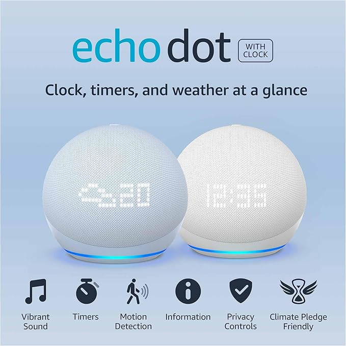 Amazon Echo Dot (5th Gen) with clock | Compact smart speaker with Alexa and enhanced LED display ... | Amazon (US)