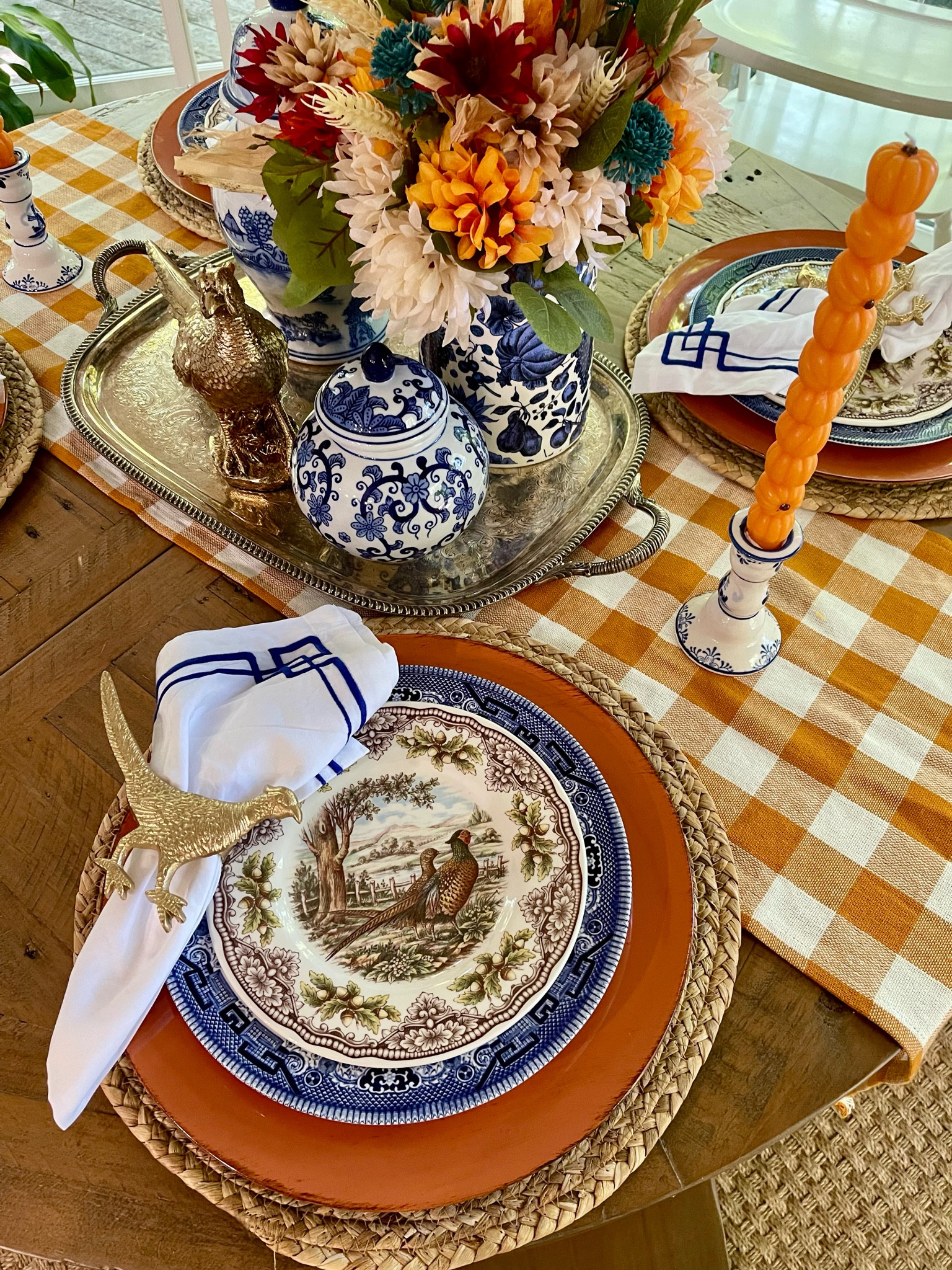 Fall decor, fall table setting, fall plates, ginger jar, blue & white decor 

#LTKFindsUnder50 #LTKHome #LTKFindsUnder100