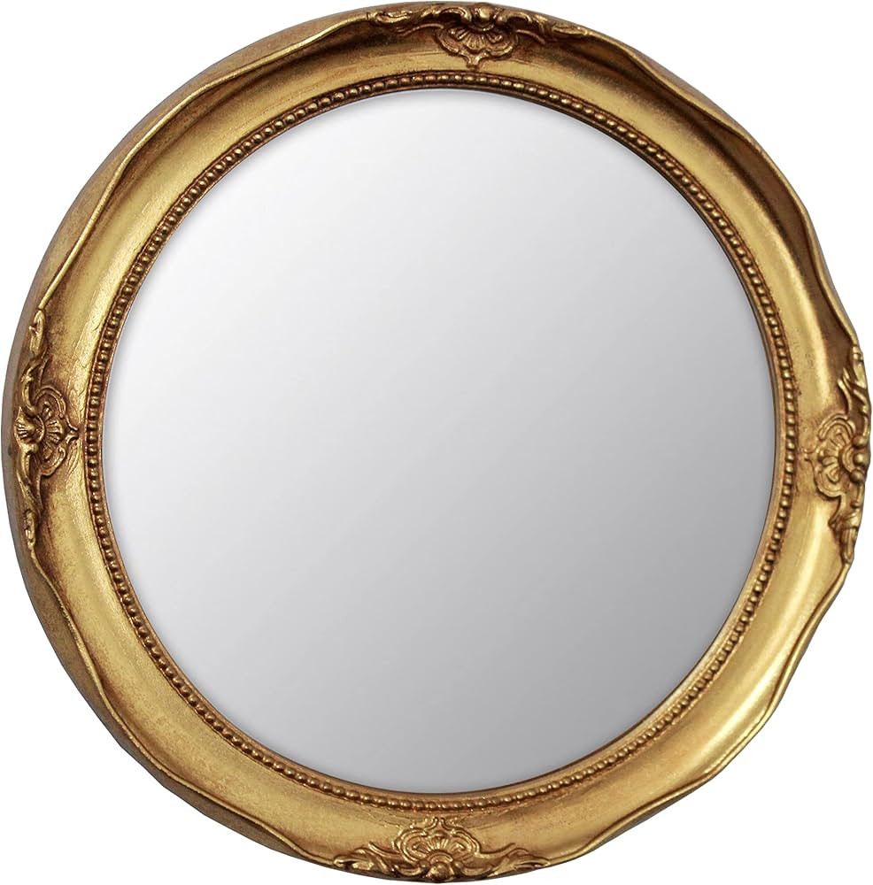 Funerom Vintage 12.2 inch Decorative Wall Mirror Hanging Mirror Round Gold | Amazon (US)