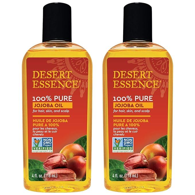 Desert Essence 100% Pure Jojoba Oil - 4 Fl Oz - Pack of 2 - Haircare & Skincare Essential Oil - A... | Amazon (US)