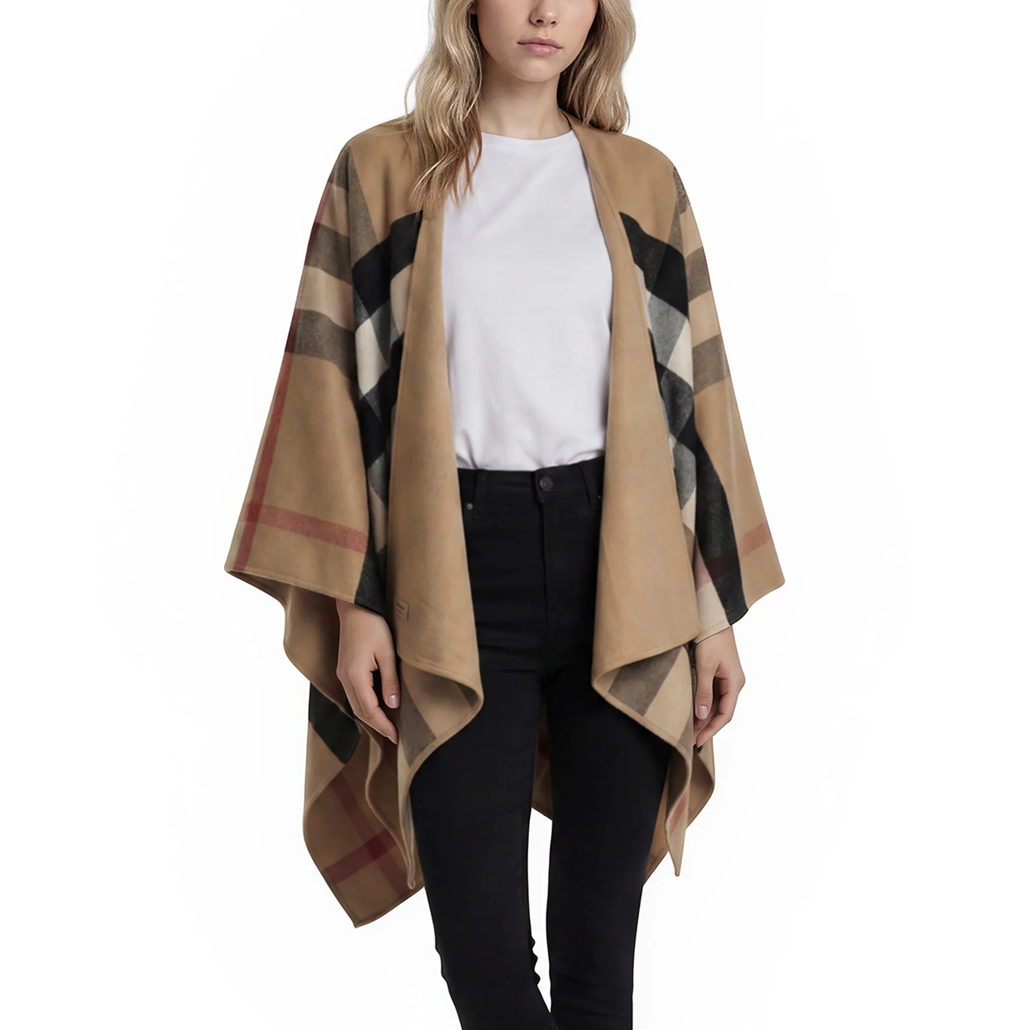 Burberry Reversible Check Merino Wool Cape - Beige | Overstock