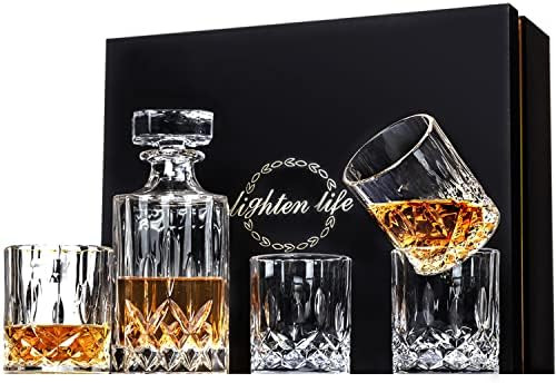 Lighten Life 5 Piece Whiskey Decanter Sets,Non-Lead Whiskey Decanter with 4 Glasses in Gift Box,C... | Amazon (US)