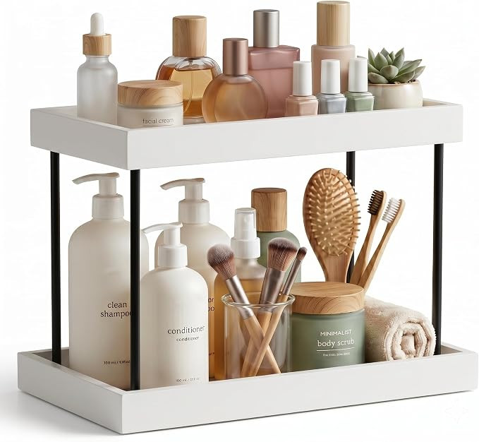 Bathroom Counter Organizer,2 Tier Perfume Organizer,Wooden Bathroom Organizers and Storage for Ma... | Amazon (US)