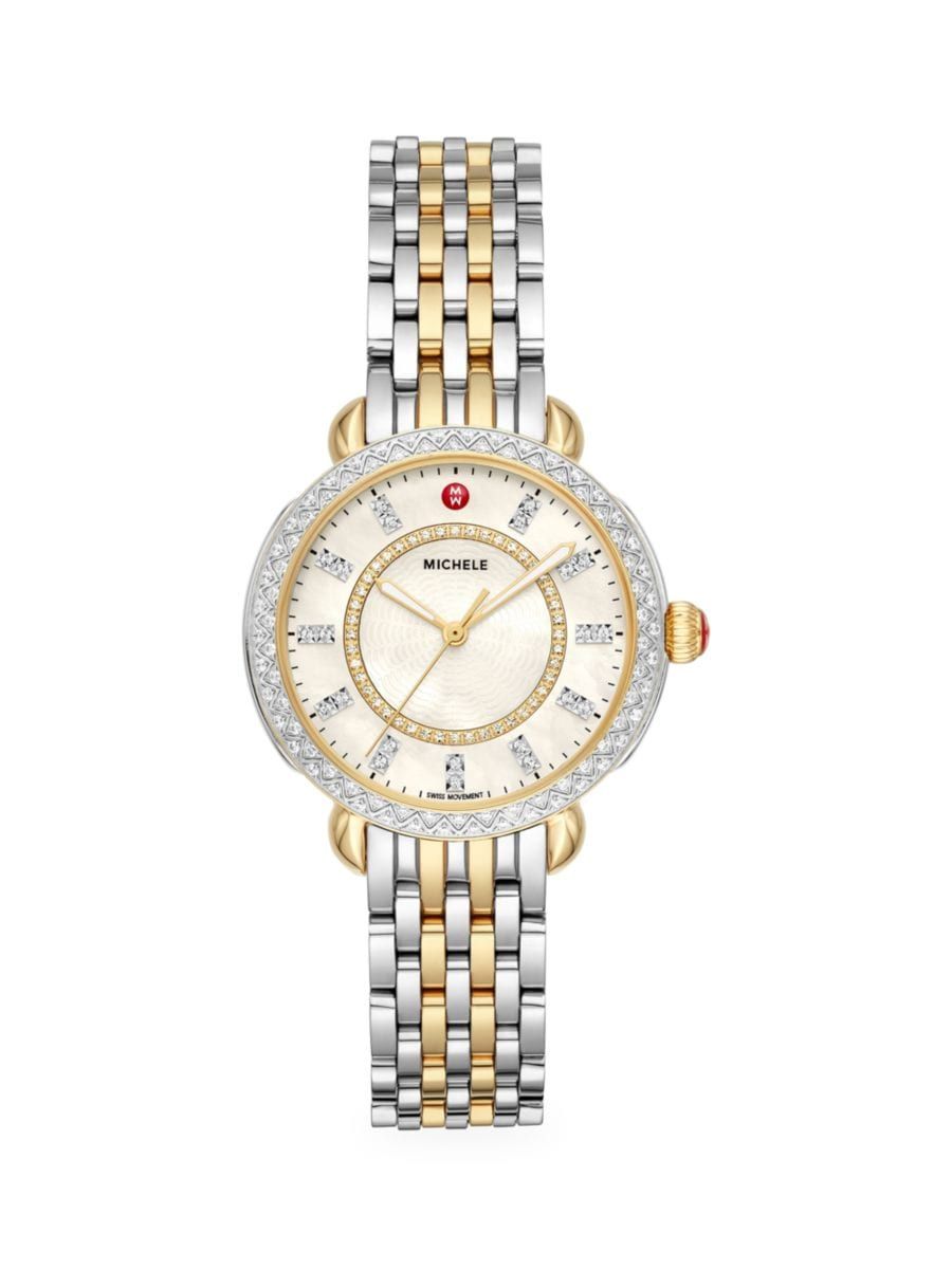 Sidney Classic Two-Tone Yellow Goldplated Stainless Steel & Diamond Bracelet Watch | Saks Fifth Avenue
