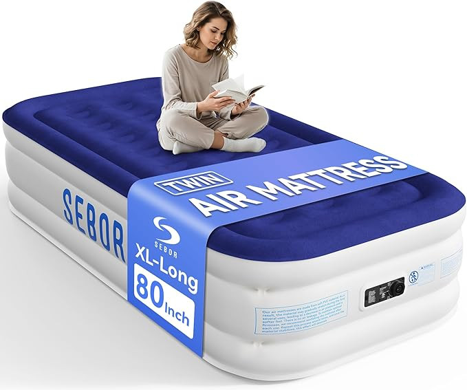Sebor Air Mattress Twin with Built-in Pump 18", Comfortable Self-Inflating Air Mattress with High... | Amazon (US)