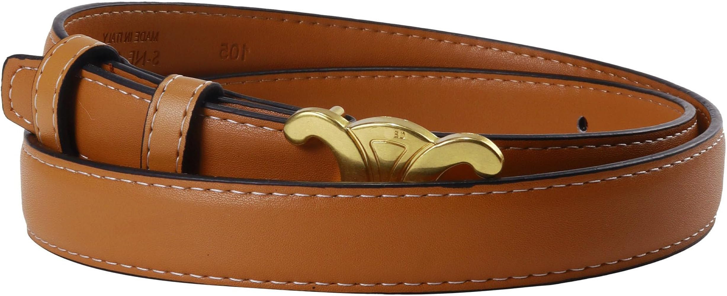 Women's Belt Classic Designer Calfskin Leather 18K Gold Plated Letter Buckle 1'' width Fit 32''-3... | Amazon (US)