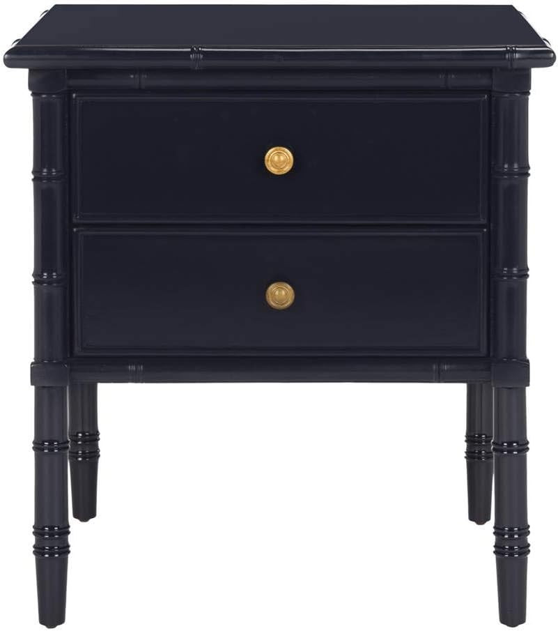 SAFAVIEH Niah 2-Drawer Wood Night Stand, 25.25" Navy/Gold NST3501A | Amazon (US)
