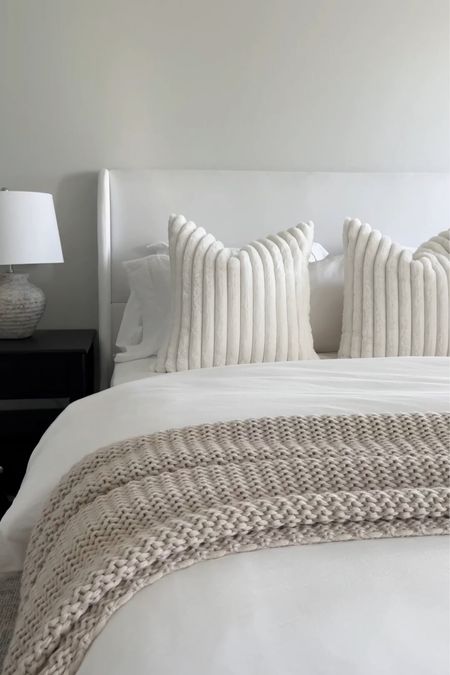 Bed blanket is in the color “natural”
Pillows are “white”
Duvet cover is “white"

White bed, white bedding, white duvet, neutral bedroom decor, black nightstands, bedroom inspiration 

#LTKsalealert #LTKhome #LTKfindsunder100