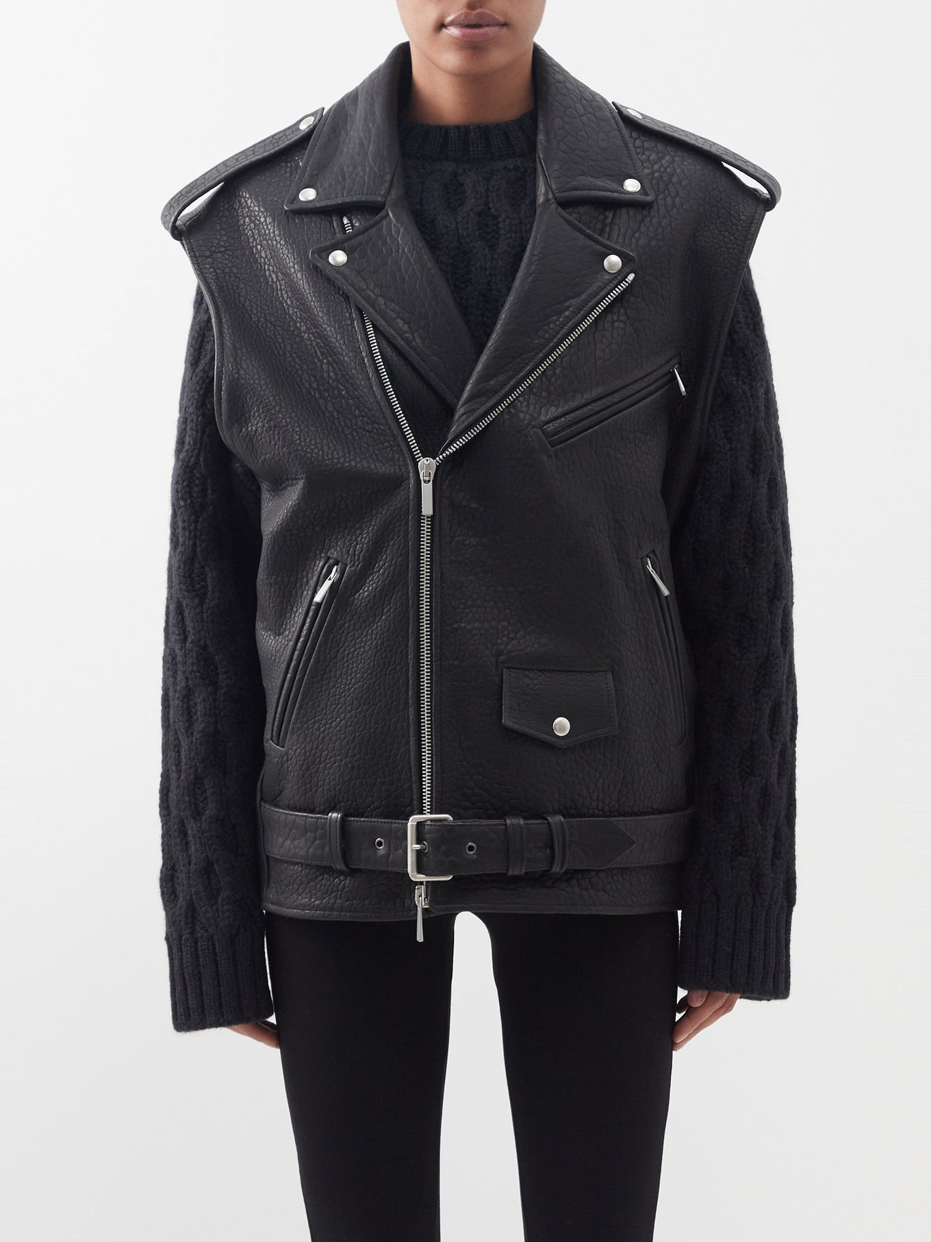 Sleeveless leather biker jacket | Raey | Matches (US)