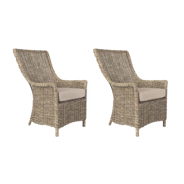 allen + roth  Buchan Bay Set of 2 Wicker Light Brown Metal Frame Stationary Dining Chair(s) with... | Lowe's