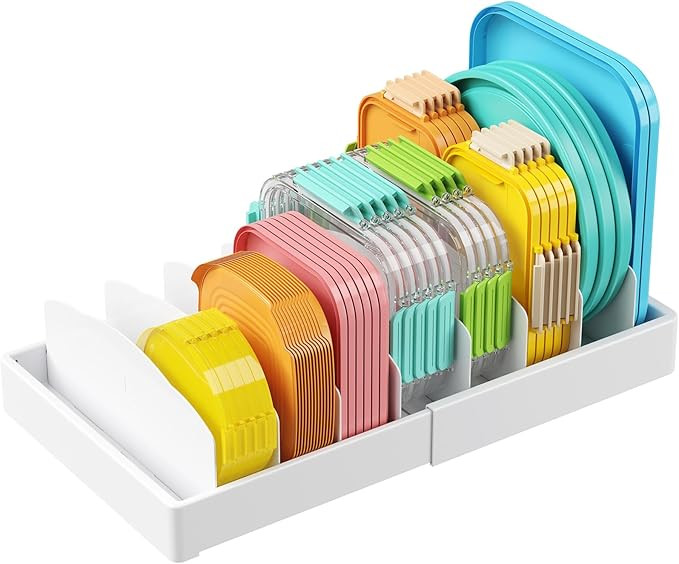 Lifewit Kitchen Cabinet Organizer for Food Contanier Lid, Expandable Lids Holder with 8 Adjustabl... | Amazon (US)